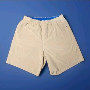 Freeballers Men's Performance Gym Shorts Size XL  8 inch inseam Color Khaki